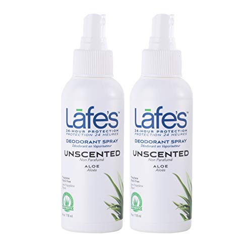 Lafe's Unscented Natural Deodorant Spray With Aloe Vera (Pack of 2), Organic, No Harmful