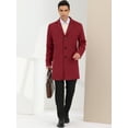 thumbnail image 3 of Unique Bargains Men's Trench Coat Lapel Collar Single Breasted Warm Long Peacoat Overcoat Burgundy M, 3 of 6