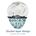thumbnail image 4 of Shower Caps,Blue Geometric Triangle Diamond Pattern Waterproof Shower Cap for Women 4 Pieces,Double Reusable Hair Cover for Shower PEVA Elastic Stretch Hem, 4 of 7