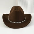 thumbnail image 4 of HJYCHN Western Cowboy Hat Bohemian Style Fedora with Rhinestone Embellishments for Men and Women Fashion Accessory Coffee One Size, 4 of 4