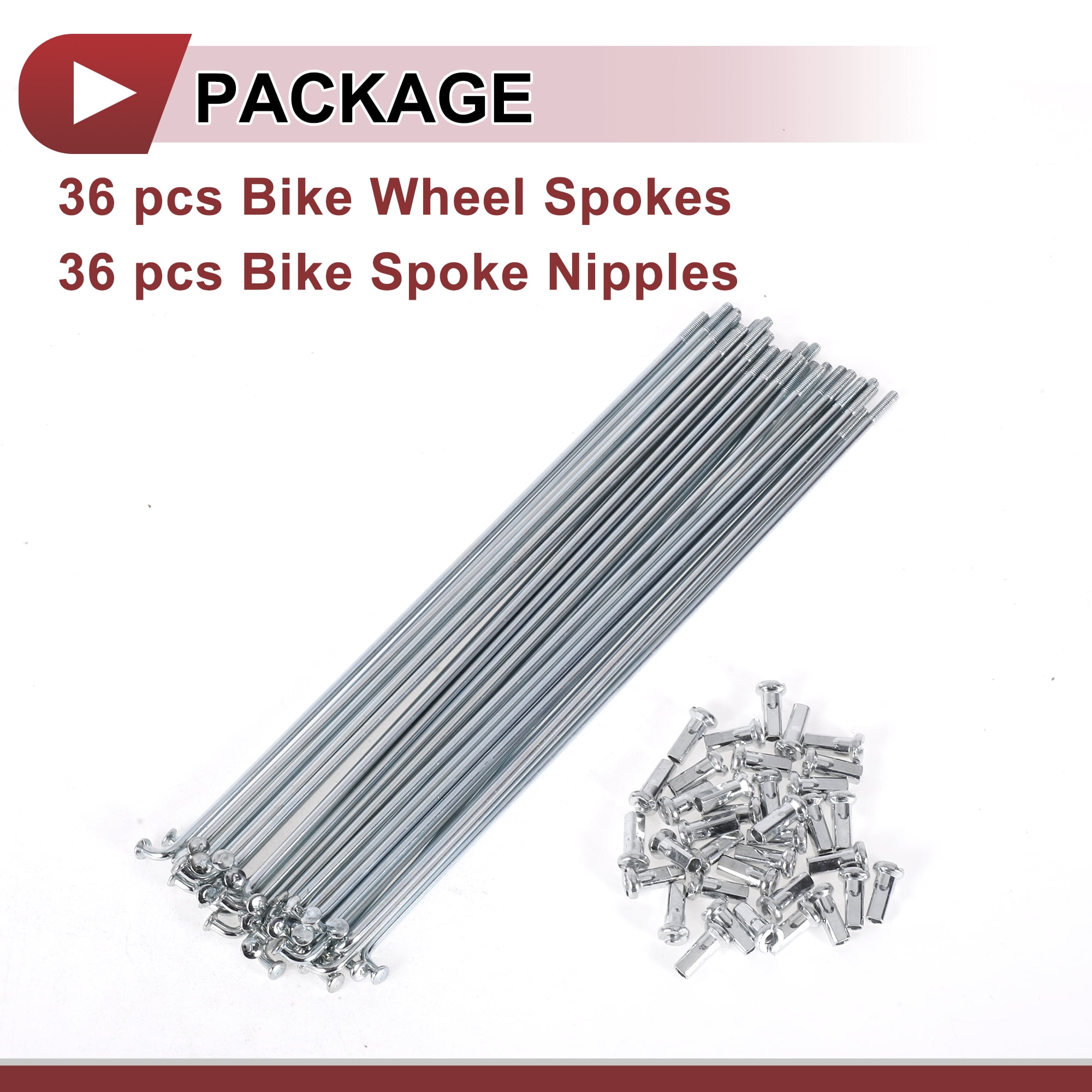 Unique Bargains 36Pcs 12G J Bend Bicycle Wheel Spokes 45 Steel Galvanized Silver 7.28"