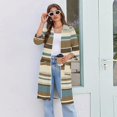 thumbnail image 6 of Women's Robes Zipper Lightweight Loose Fit Bathrobes for Women Zipper Front 3/4 Sleeve Knee Length Striped Trendy Pajama Sleepwear with Pockets Khaki XXXL, 6 of 7