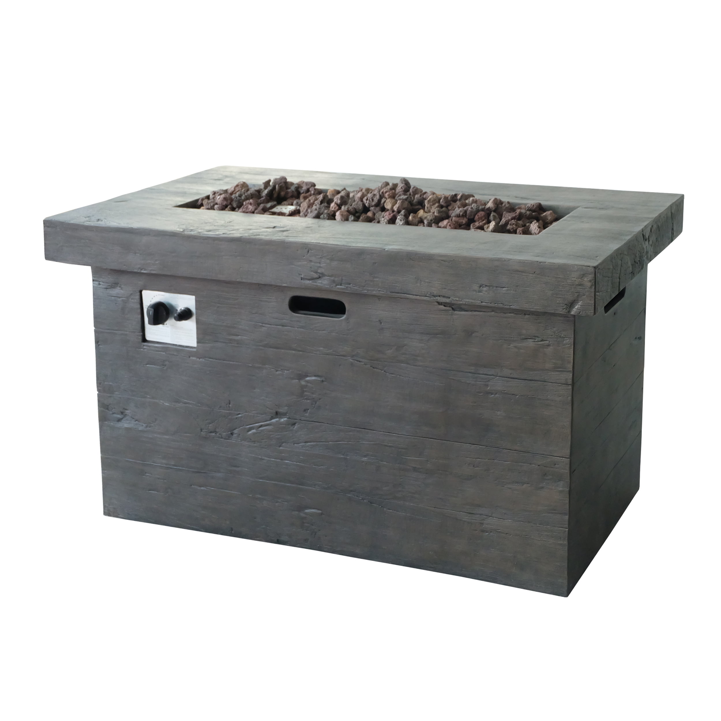 Crawford Outdoor Rectangular Firepit 50,000 BTU, Brown by GDF Studio