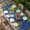 Blue, variant on Blue Gnomes Christmas Table Cloths for 6 Foot Rectangle Tables, Xmas Tree Weeping Balls Snowflake Patio Waterproof Elastic Fitted Tablecloths, Washable Rectangular Table Cover for Camping