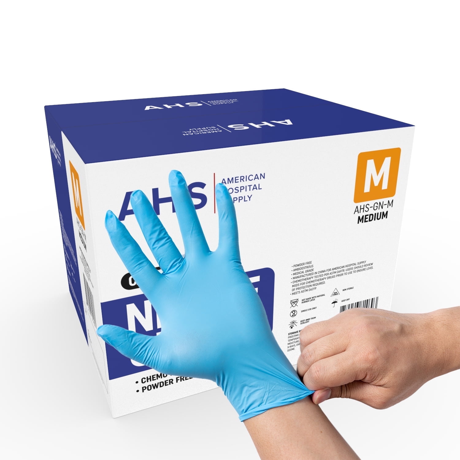 American Hospital Supply Powder-Free Nitrile Medical Gloves Medium Case of 1000