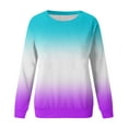 thumbnail image 5 of MSJUHEG Sweatshirt For Women Long Sleeve Workout Tops For Women Round Neck Sweatshirt Long Sleeve Top Gradient Color Matching Pullover Loose Version Pullover Sweater Womens Sweatshirt Light Blue M, 5 of 5