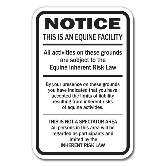 SignMission WS-A-1824-Supplemental Sign This is An Equine Facility Supplemental Equine Liability Sign