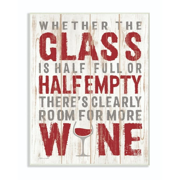 Stupell Industries Wine Glass Funny Word Kitchen Dining Room Wood Texture Word Design Wall Plaque Art by Stephanie Workman Marrott