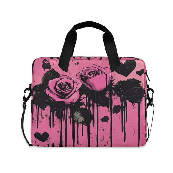 16inch Laptop Briefcase, Business Laptop Bag with Detachable Strap & Padded Compartment, Water-Resistant Polyester，Two Roses