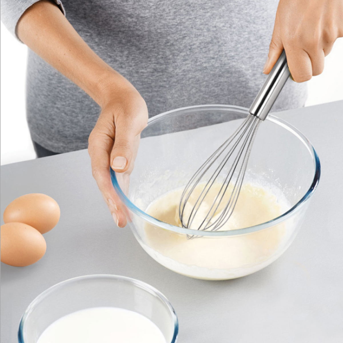 KGJQ Egg Beater - Stainless Steel Easy Whisk, Heat Resistant Kitchen Whisks - Balloon Egg Beater Perfect for Blending, Whisking, Beating, Frothing 