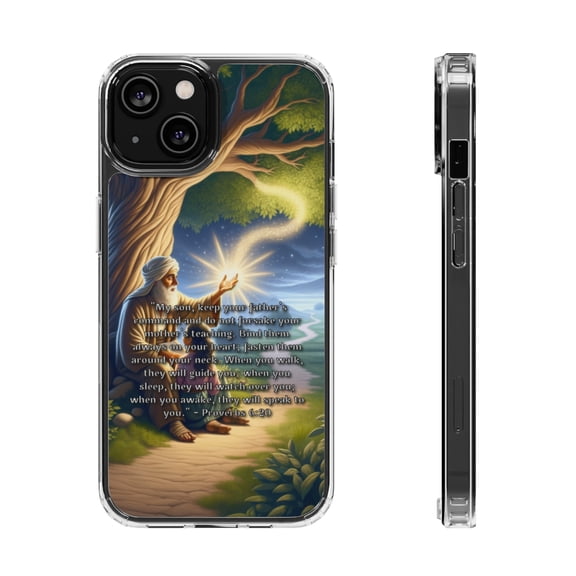DistinctInk Clear Hybrid Case for Apple iPhone 13 (6.1" Screen) - Parents' Teachings - Lightweight Grip