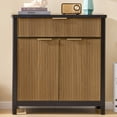 thumbnail image 4 of Sideboard Buffet Cabinet with Storage Drawer, Farmhouse Storage Cabinet with Fluted Panel Doors and Adjustable Shelf for Living Room, Entryway, Coffee Bar for Kitchen, Black & Wood, 4 of 8