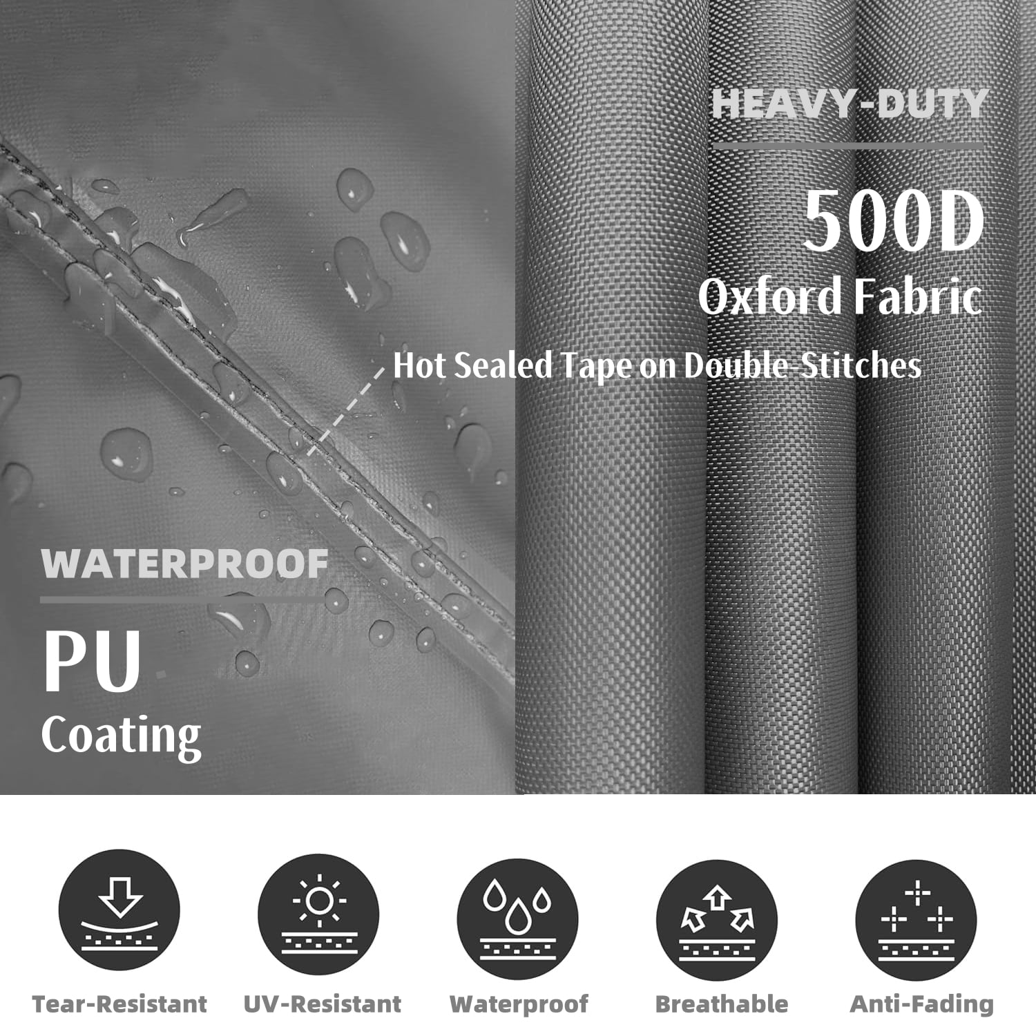 Patio L-Shaped Sectional Cover, 83'' x 104'' Length Left Facing, Heavy-Duty Waterproof UV-Resistant Outdoor Furniture Cover, Easy to Use & Care, Gray