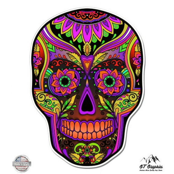 Sugar Skull - 3" Vinyl Sticker - For Car Laptop I-Pad Phone Helmet Hard Hat - Waterproof Decal