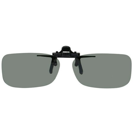 Clip on Flip up Plastic Sunglasses, Narrow Rectangle, 52mm W X 31mm H (119mm or 4-11/16