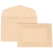 JAM Paper Wedding Invitation Set, Small, 3 3/8 x 4 3/4, Ivory Card with Ivory Envelope Ivory Border Bow, 100/pack