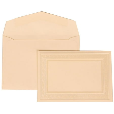 JAM Paper Wedding Invitation Set, Small, 3 3/8 x 4 3/4, Ivory Card with Ivory Envelope Ivory Border Bow, 100/pack