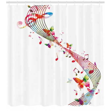 Music Shower Curtain Colorful Artwork With Musical Notes And