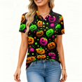 thumbnail image 4 of IYYVV Halloween Polo Shirts for Women Hawaiian Golf Shirts Short Sleeve Funny Ghost Pumpkin Printed Athletic Sport Golf Top Dark Green 3XL, 4 of 5