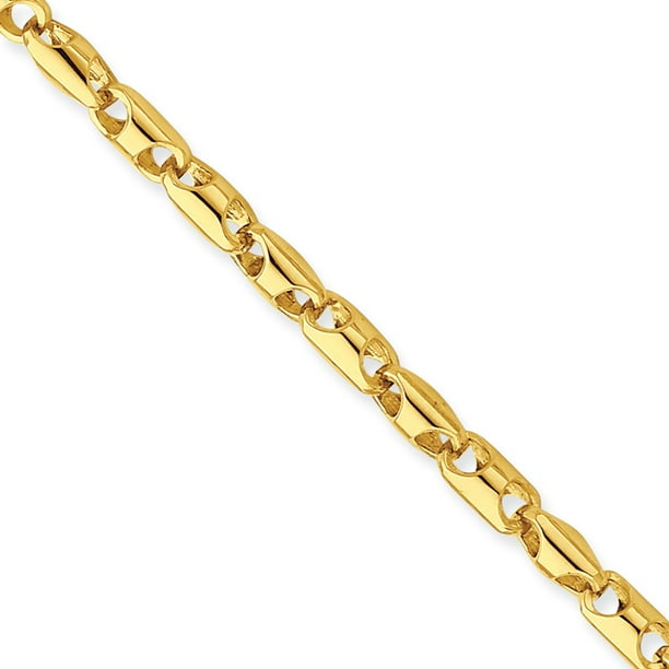 AA Jewels Solid 14k Yellow Gold Big Heavy 4mm Fancy Barrel Link