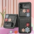 thumbnail image 6 of for Samsung Galaxy Z Flip 4 Flower Cute Case, Applique Design Slim Thin PU Leather & Crystal Hard PC Shockproof Protective Phone Cover Case for Samsung Z Flip 4 LTH Black, 6 of 14