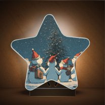 Star Night Light Auto On/Off Plug-in Wall Light with Light Sensor Warm White LED for Home Party Snowman with A Christmas Hat