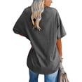 thumbnail image 2 of Remikst Women's Oversized T Shirts Half Sleeve Casual Loose V Neck Tees Comfy Cozy Cotton Tunic Tops, 2 of 5