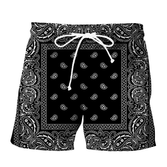 Shorts for Men Men's Spring Summer Casual Shorts Printed Panel Sports Beach Pants with Pockets for Outdoor Black XXL