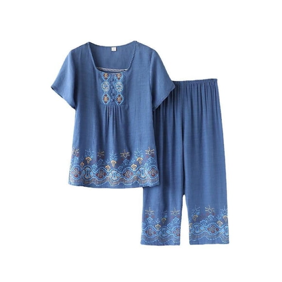 Plus Size Women's Vintage Print Loose Cozy Pajamas