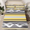 thumbnail image 2 of Feelyou Abstract Grey Yellow Twin Sheet Sets for Men, Modern Art Striped Twin Fitted Sheet, Contemporary Aesthetic Flat Sheet, Lightweight Room Decor, 3 Pieces, 2 of 7