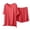 Red, variant on TAGOLD Womens Pajama Set Solid Color V Neck Split Hem Short Sleeve Summer Casual Wide Leg Elastic Waist Shorts Loungewear Set