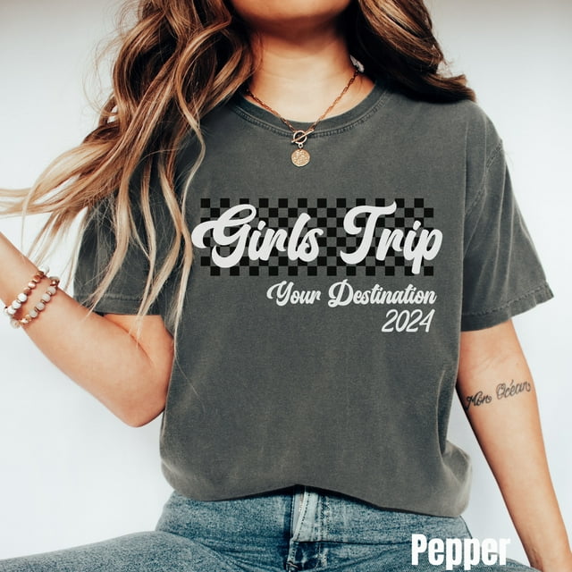Personalized Girls Trip Shirt, T-SHIRT® Girls Trip Shirt, Custom Girls Weekend Shirt, Matc - Pepper - M