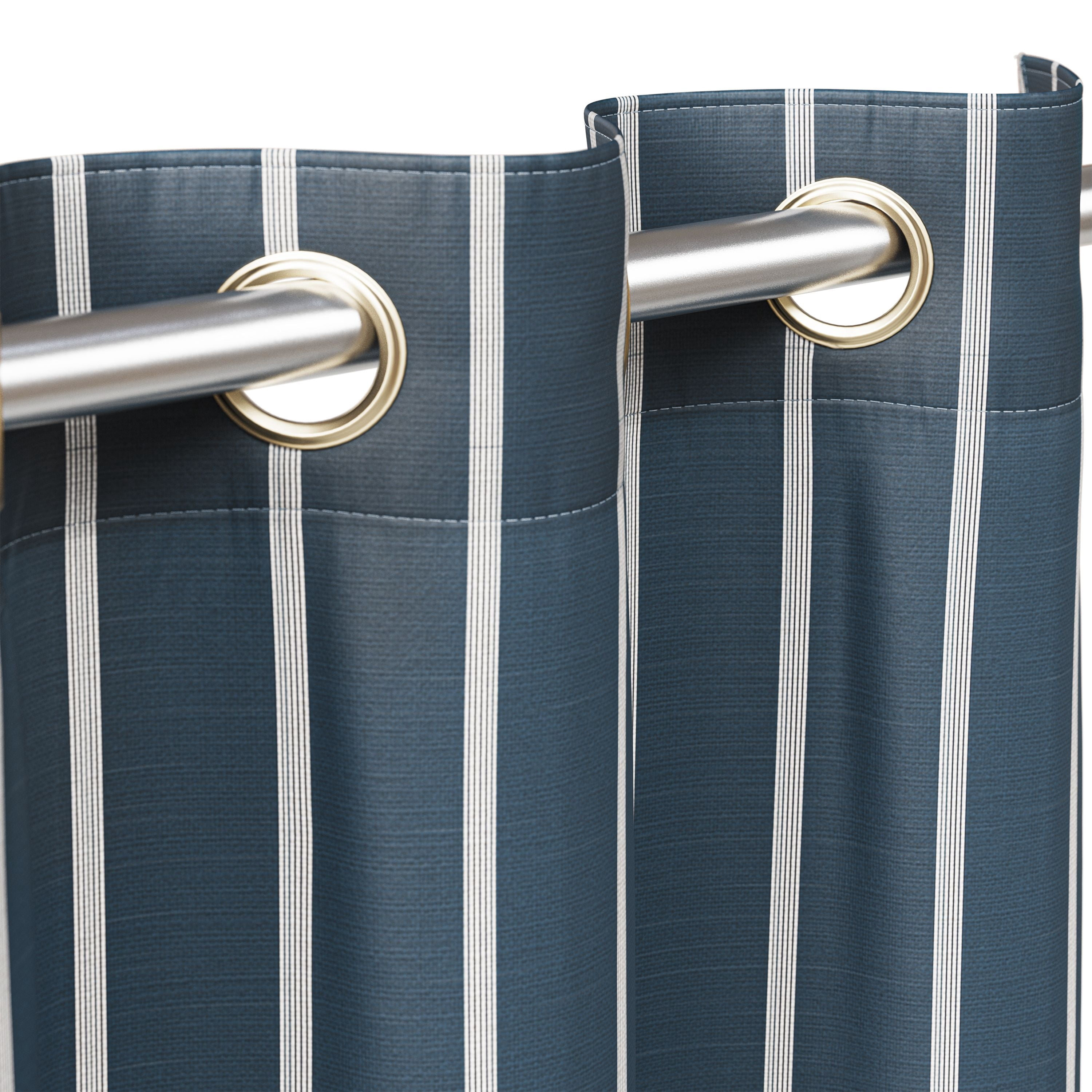Mainstays Kids Blue and White Stripe Light Filtering Grommet Single Curtain Panel, 38" W x 63" L