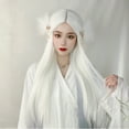 thumbnail image 4 of Pelucas Rectas Blancas Largas, Estilo Realista antideslizante Duradero Elegantes Pelucas Largas y Largas para cosplay, 4 of 7