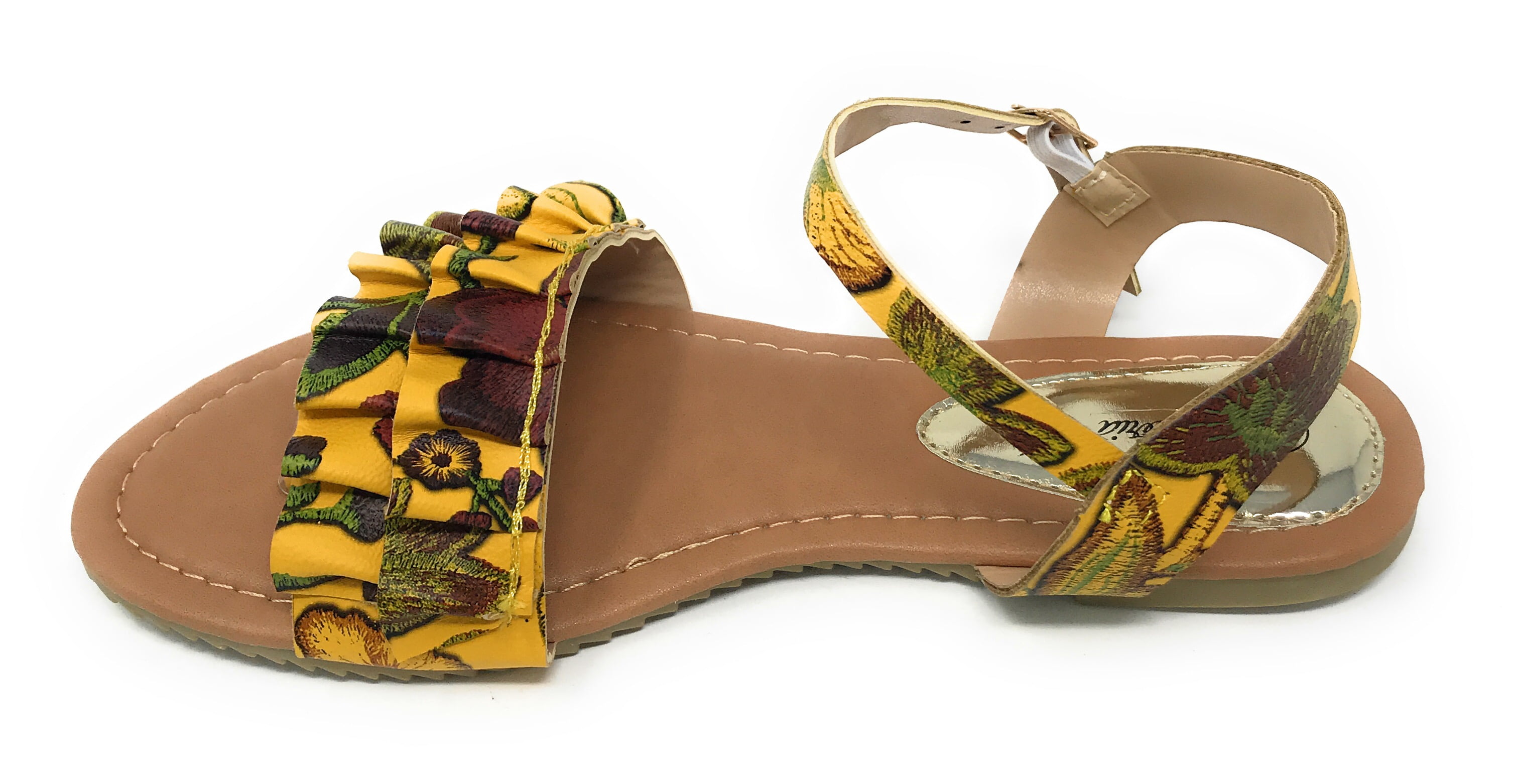 Victoria K Women's Printed Floral Ruffels Sandals