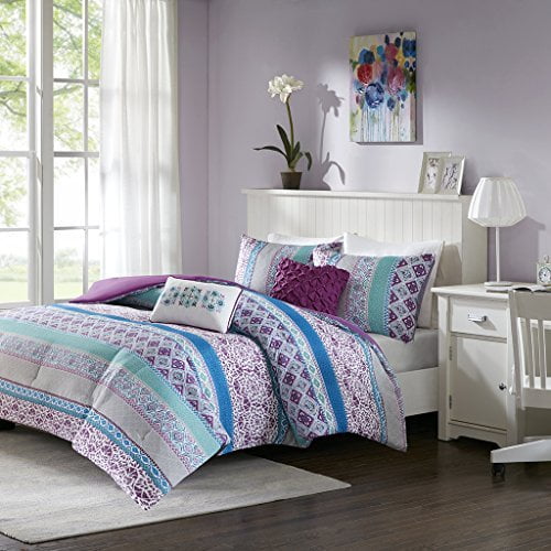 Mainstays Blue Stripe Comforter Set, Sizes: Twin - King