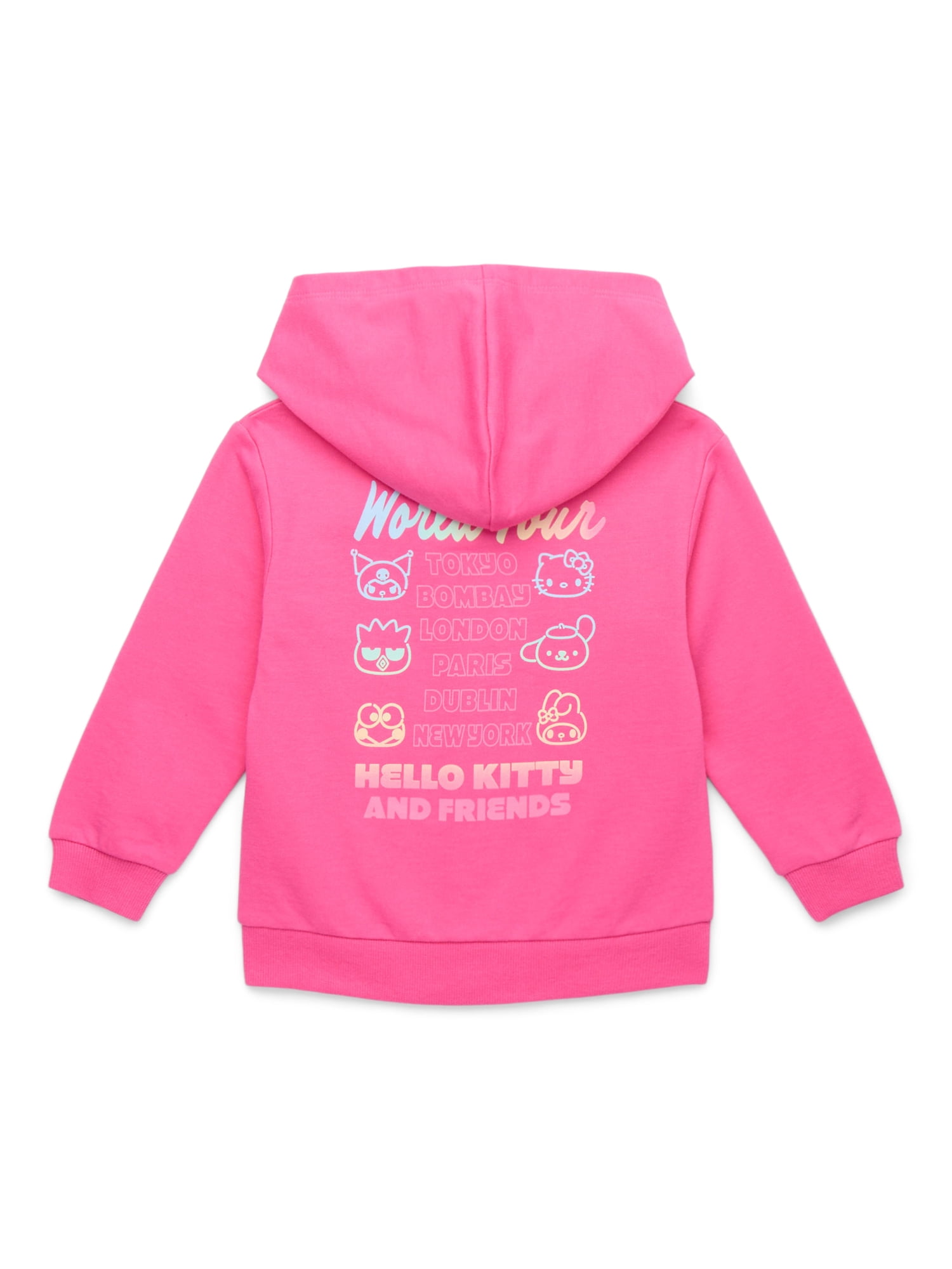 Hello Kitty Toddler Girls' Full-Zip Hoodie with Front & Back Graphics, Sizes 12M-5T
