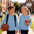 thumbnail image 3 of GERsome Unisex Kids Cardigans Sweaters Knitting Cotton Long Sleeve Button-Down Boys Girls Tops Light Blue Size 6-7 Years, 3 of 9