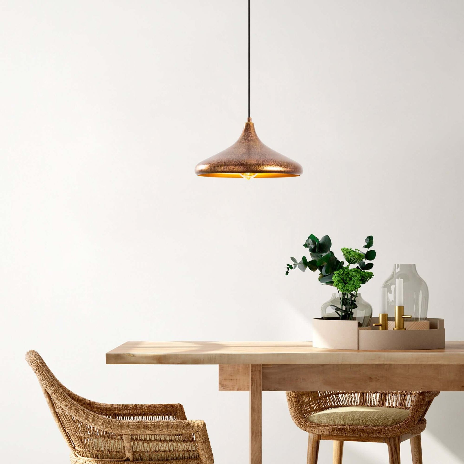 Swift Beacon Golden Drop Pendant Light Fixture - Hanging Pendant Lights for Kitchen Island, Bedroom, Entryway & Dining Room, Antique Finished Metal Body, Durable & Dimmable