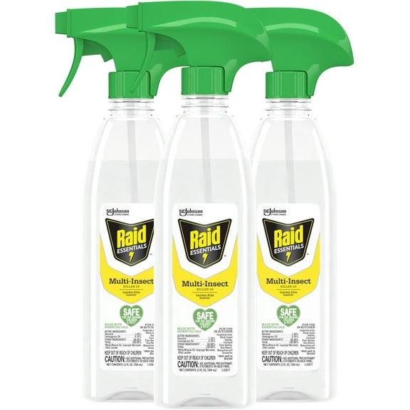 Essentials Multi-Insect Killer Spray Bottle, Child & Pet Safe, for Indoor Use, 12 oz (Pack of 3)