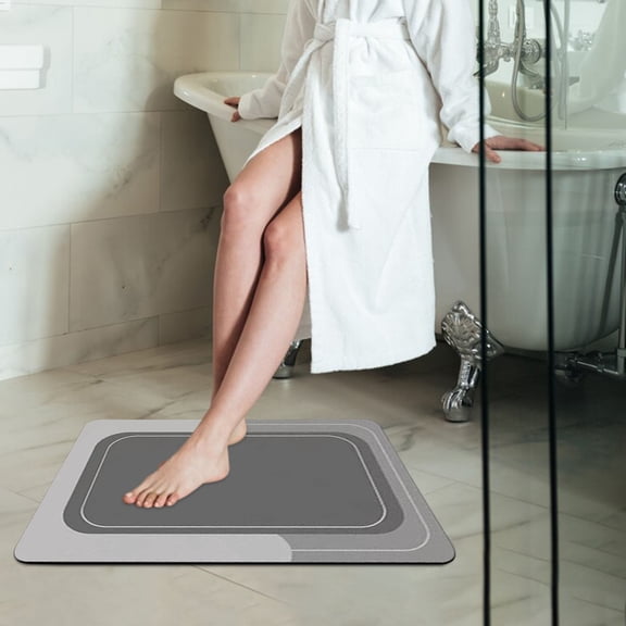 Crystal Velvet Bathroom Rug for In Front of Tub, Super Absorbent Quick-Dry Shower Mat with Non-Slip Rubber Backing, Washable No-Shed Bath Rug for Wet Floor Safety