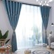 thumbnail image 4 of Cortina opaca para ventana, cortina para dormitorio, balcón, cortina con estampado de hojas, 39,37 x 98,43 pulgadas (azul), 4 of 8