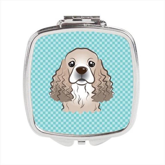 Carolines Treasures Checkerboard Blue Cocker Spaniel Compact Mirror