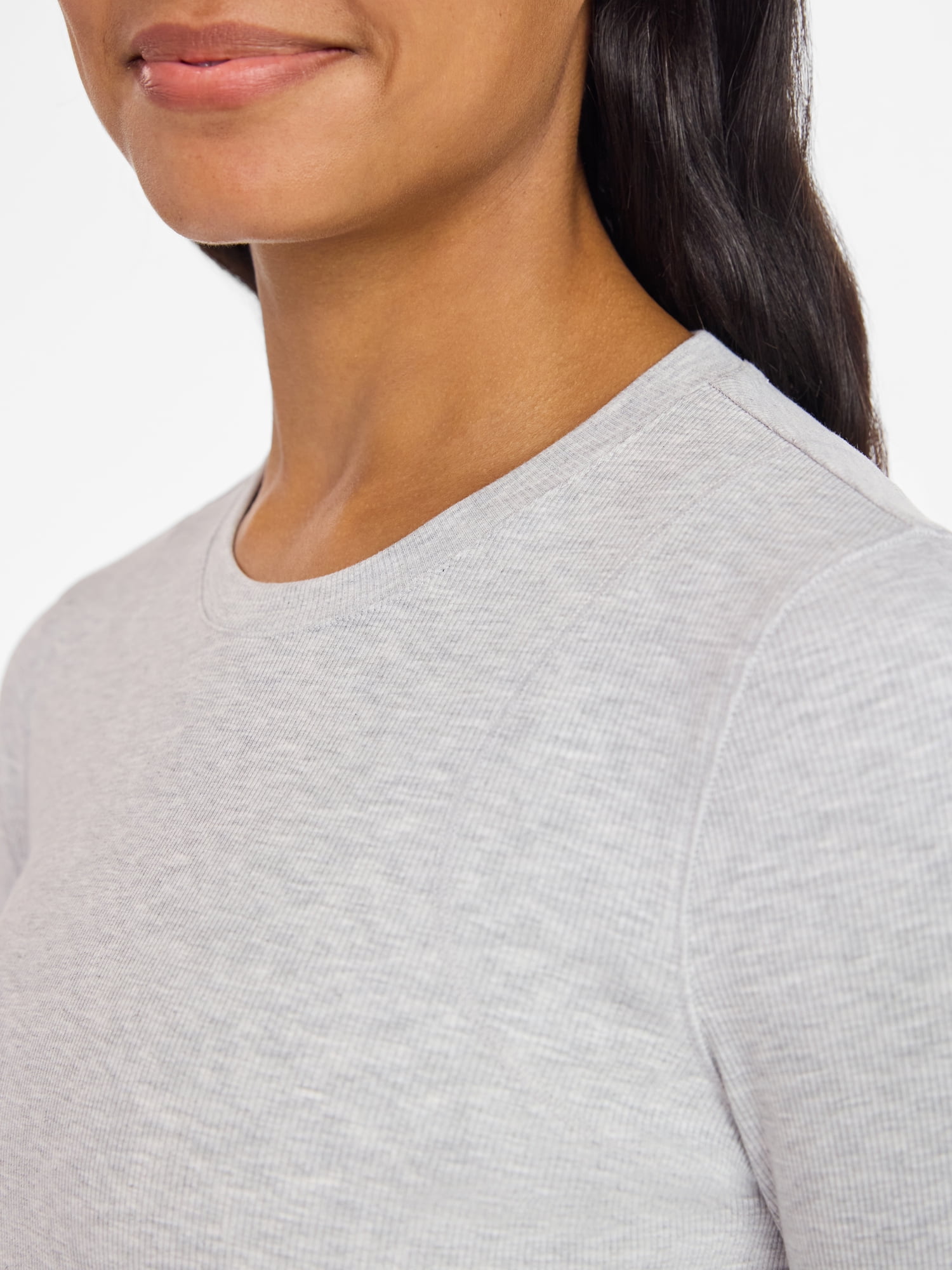 Avia Women's and Women's Plus Rib Seamed Long Sleeve Tee, Sizes XS-4X