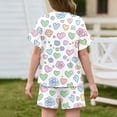 thumbnail image 3 of Grblisyd Girls Summer Outfits 2 Piece Sets Fruit Print Ruffle Short Sleeve Shirts and Drawstring Elastic Waist Shorts Set Kids Clothes, 3 of 4