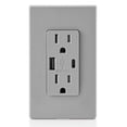 thumbnail image 3 of Cargador de pared USB Leviton tipo A y tipo C T5633-GY gris, 3 of 4