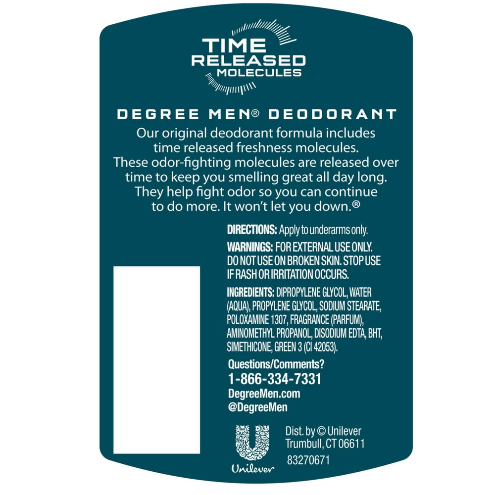 Degree Men Original Deodorant Odor Protection Arctic Edge Men, 3 oz, 4 Pack