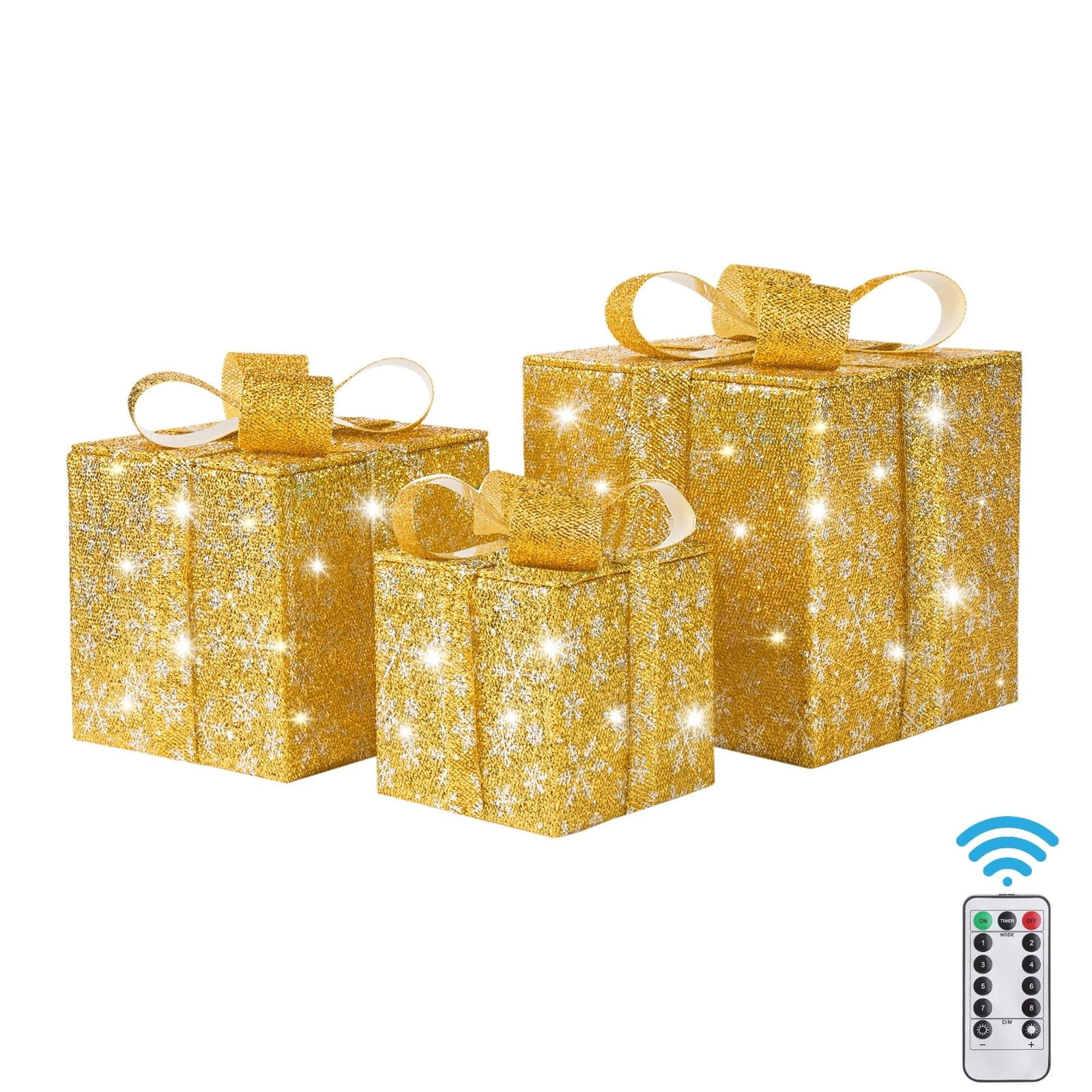 XmasExp 3PCS Light Up Gift Box for Christmas Decoration