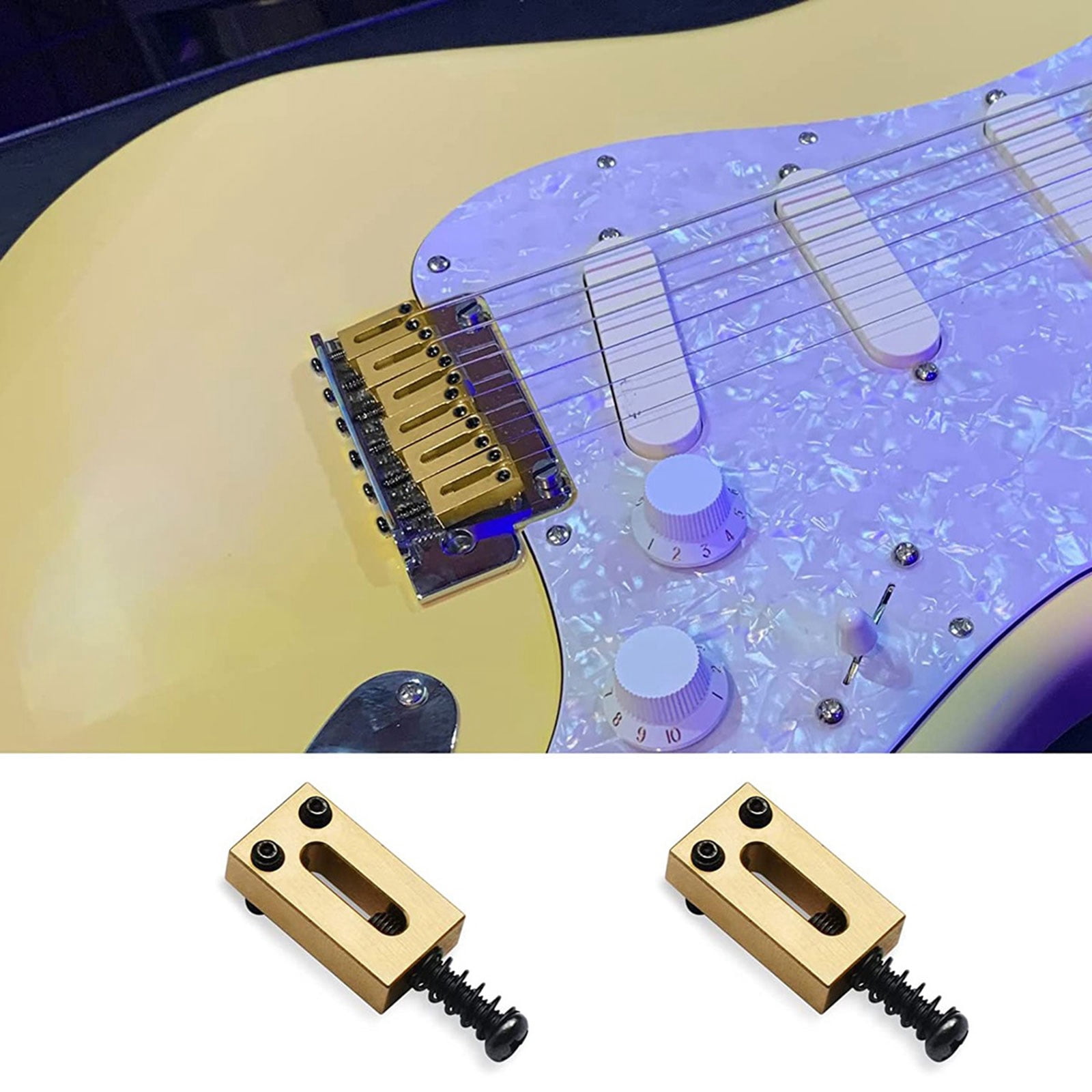 6Pcs 10.5mm Guitar Bridge Saddles Brass Tremolo Bridges Saddle Electric Guitar Bridge Saddles Guitar Parts Replacements