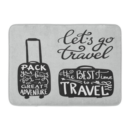 SIDONKU Travel Inspiration Quotes on Suitcase Silhouette The Best Time to Pack Your for Great Adventure Lets Go Doormat Floor Rug Bath Mat 23.6x15.7